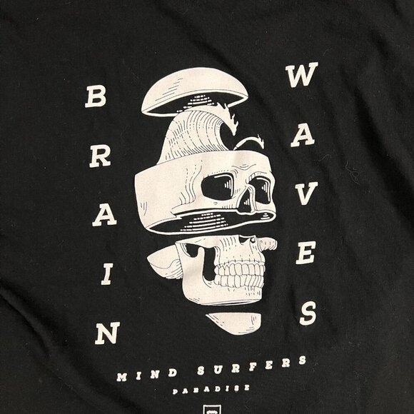 CHOMP Brain Waves Skull Graphic Black Mind Surfers T Shirt Tee Sz S - Picture 2 of 6